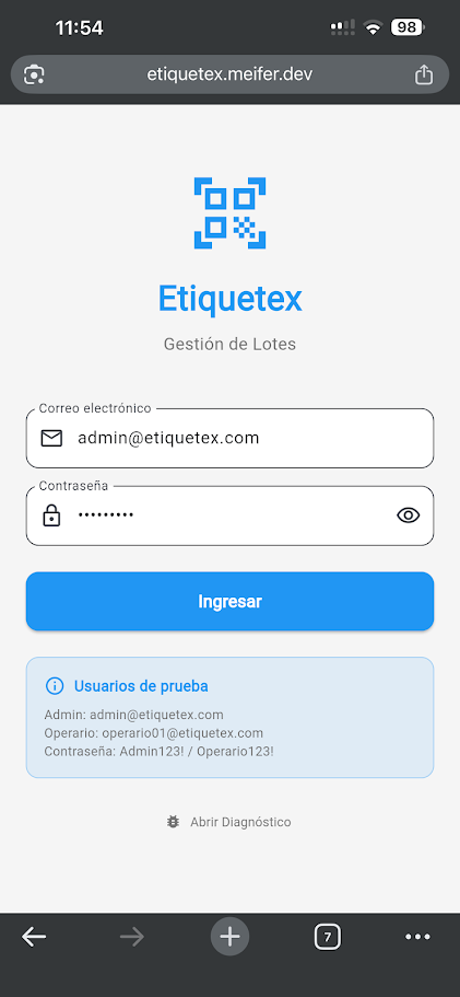 Etiquetex – Real-Time Batch & Production Control